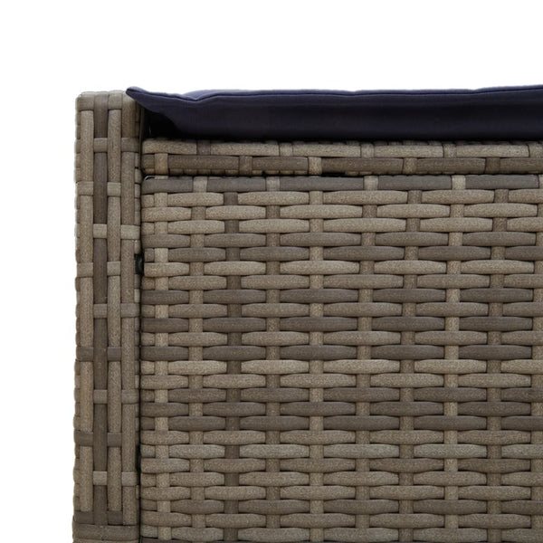 Doppelte Sonnenliege Grau Poly Rattan mit Kissen