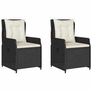 Verstellbare Gartensessel, 2er Set, Poly Rattan Schwarz