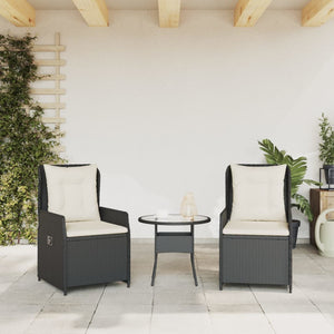 Verstellbare Gartensessel, 2er Set, Poly Rattan Schwarz