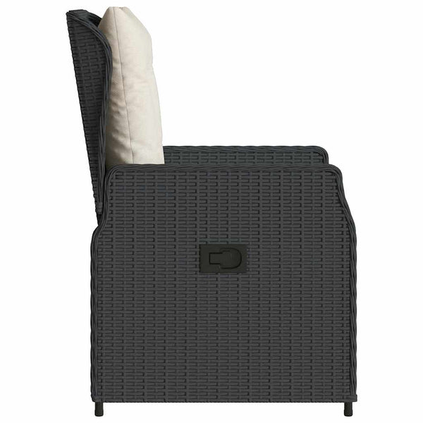 Verstellbare Gartensessel, 2er Set, Poly Rattan Schwarz