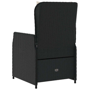 Verstellbare Gartensessel, 2er Set, Poly Rattan Schwarz