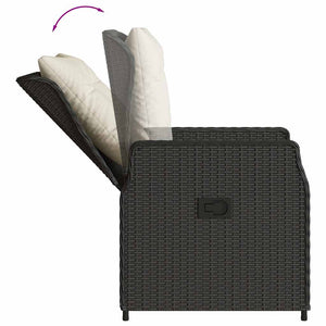 Verstellbare Gartensessel, 2er Set, Poly Rattan Schwarz