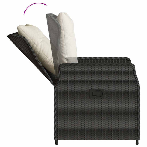 Verstellbare Gartensessel, 2er Set, Poly Rattan Schwarz