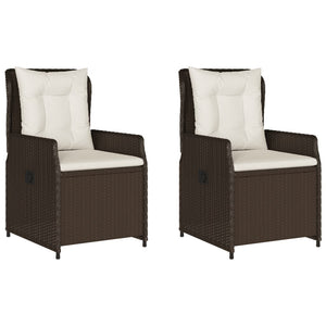 Verstellbare Gartensessel, 2er Set Braun Rattan