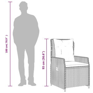 Verstellbare Gartensessel, 2er Set Braun Rattan