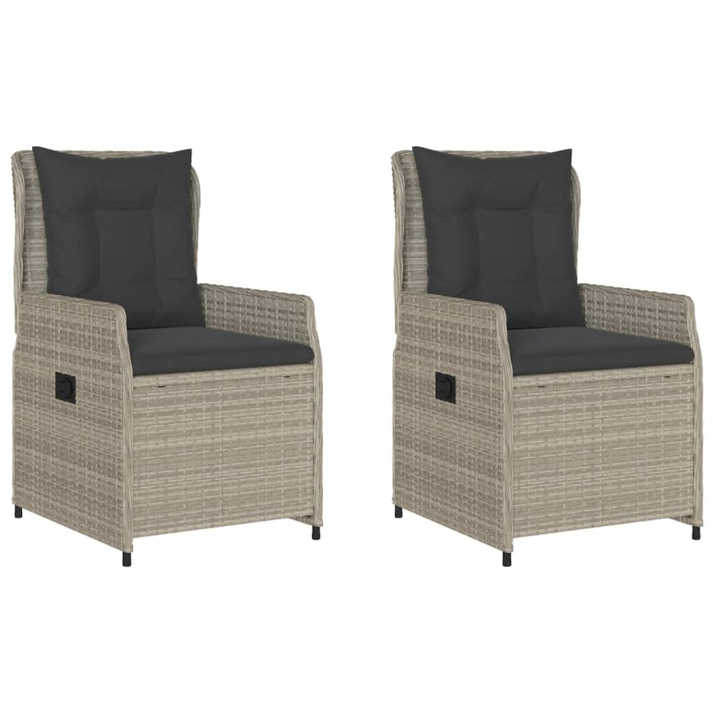 Verstellbare Gartensessel, 2er Set, Hellgrau Rattan