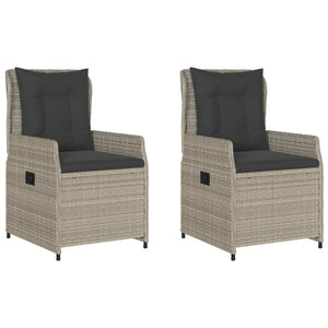 Verstellbare Gartensessel, 2er Set, Hellgrau Rattan