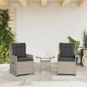 Verstellbare Gartensessel, 2er Set, Hellgrau Rattan