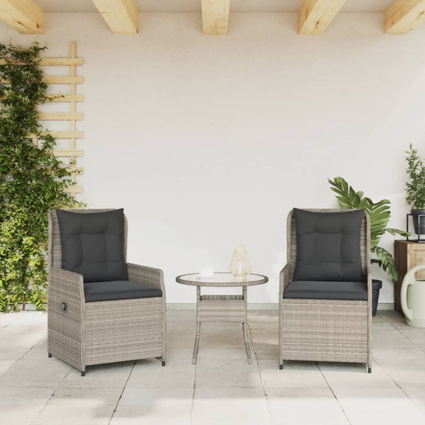 Verstellbare Gartensessel, 2er Set, Hellgrau Rattan