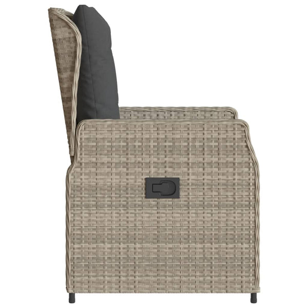 Verstellbare Gartensessel, 2er Set, Hellgrau Rattan