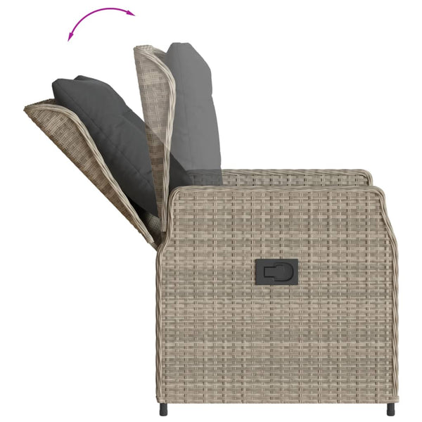 Verstellbare Gartensessel, 2er Set, Hellgrau Rattan