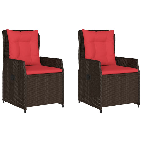 Liegende Gartenstühle 2er Set Braun Rattan