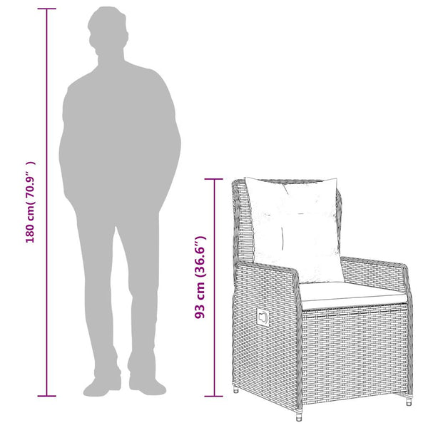 Liegende Gartenstühle 2er Set Braun Rattan
