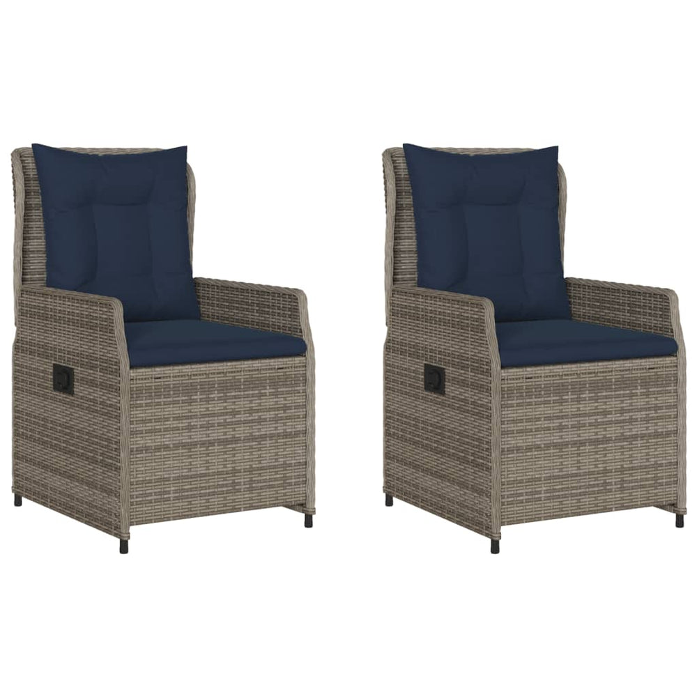 Gartenstühle Liegestühle Poly Rattan Grau 2er Set
