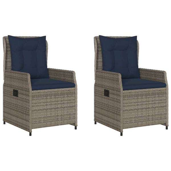 Gartenstühle Liegestühle Poly Rattan Grau 2er Set