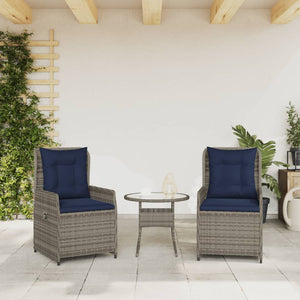 Gartenstühle Liegestühle Poly Rattan Grau 2er Set