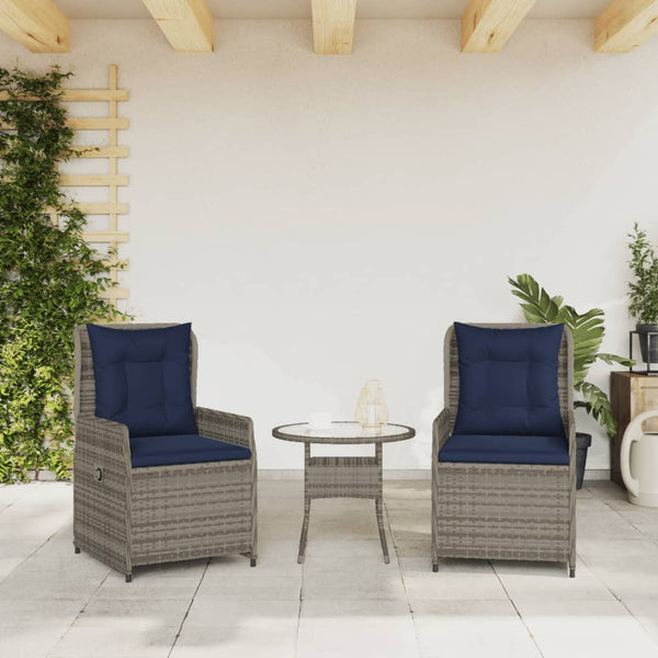Gartenstühle Liegestühle Poly Rattan Grau 2er Set