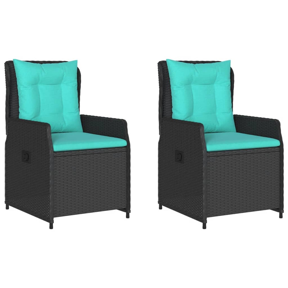 Liegende Gartenstühle 2er Set Poly Rattan Schwarz