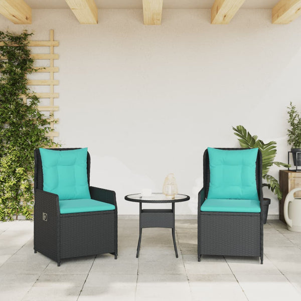 Liegende Gartenstühle 2er Set Poly Rattan Schwarz