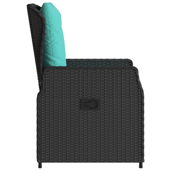 Liegende Gartenstühle 2er Set Poly Rattan Schwarz