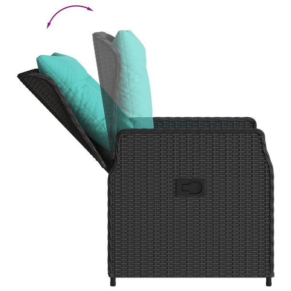 Liegende Gartenstühle 2er Set Poly Rattan Schwarz