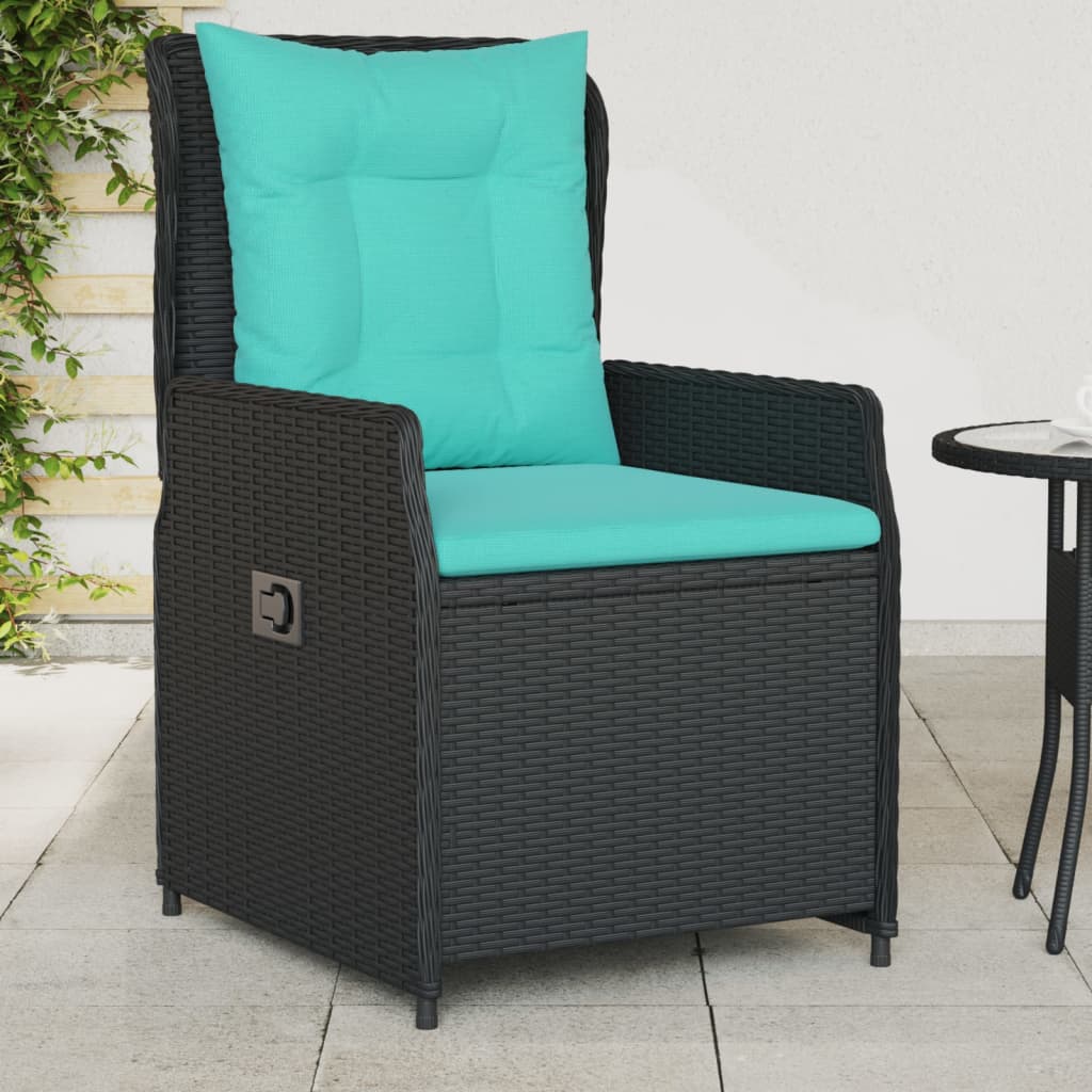 Liegende Gartenstühle 2er Set Poly Rattan Schwarz