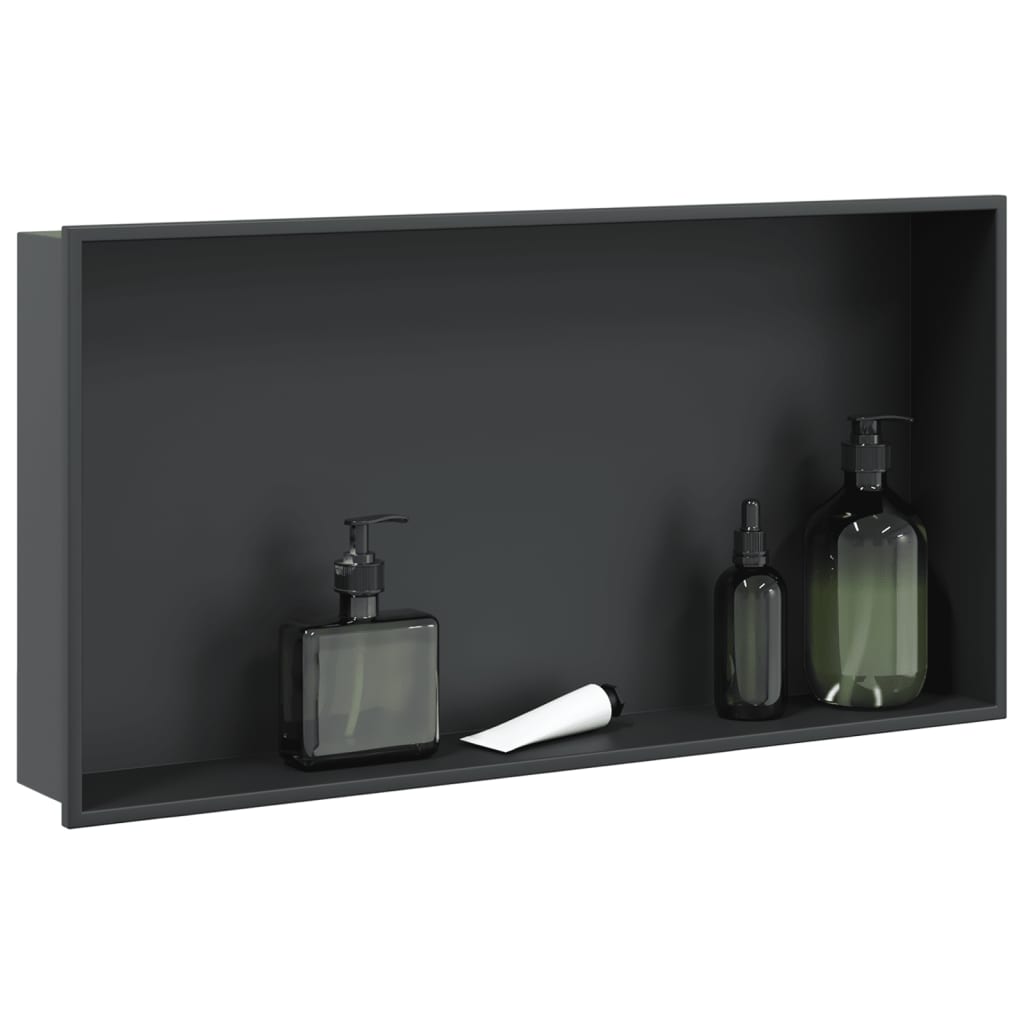 Mattschwarze Duschnische Edelstahl 62x32x9 cm