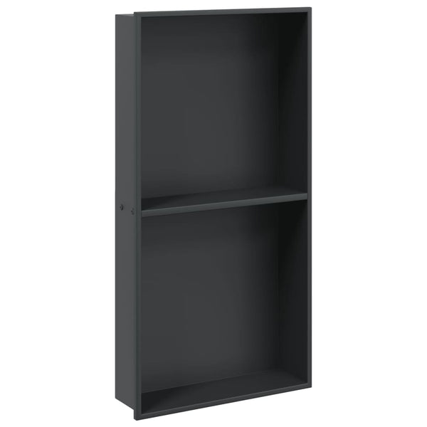 Mattschwarze Duschnische Edelstahl 32x62x9 cm