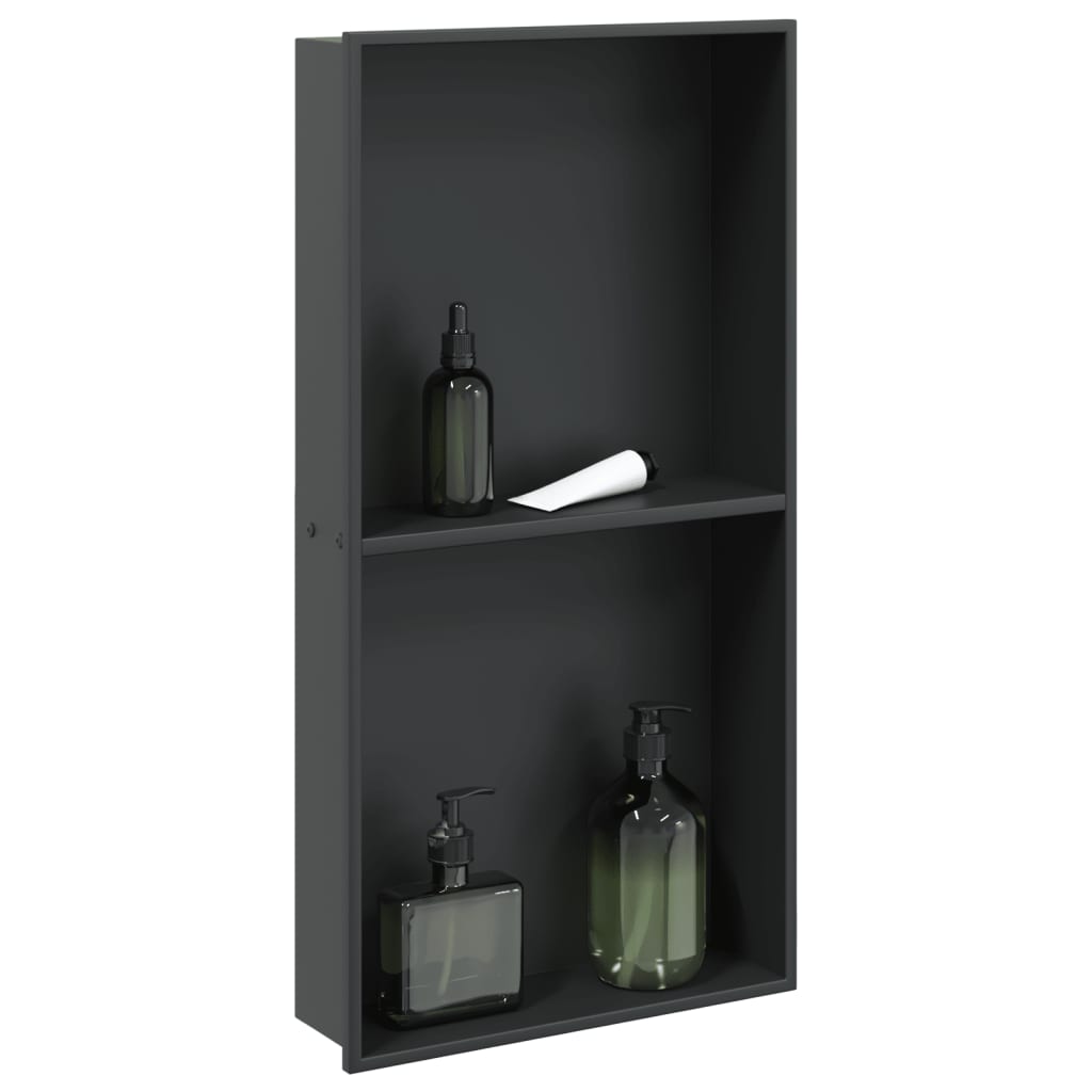 Mattschwarze Duschnische Edelstahl 32x62x9 cm