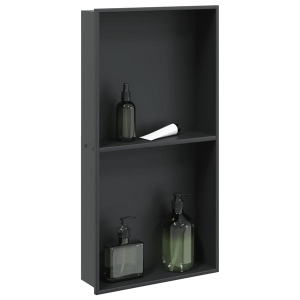 Mattschwarze Duschnische Edelstahl 32x62x9 cm