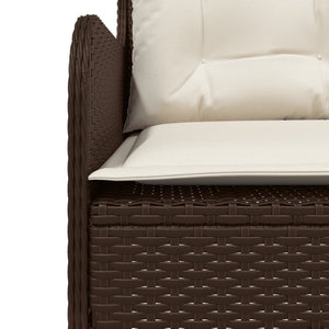 L-Form Gartensofa mit Kissen Braun Poly Rattan