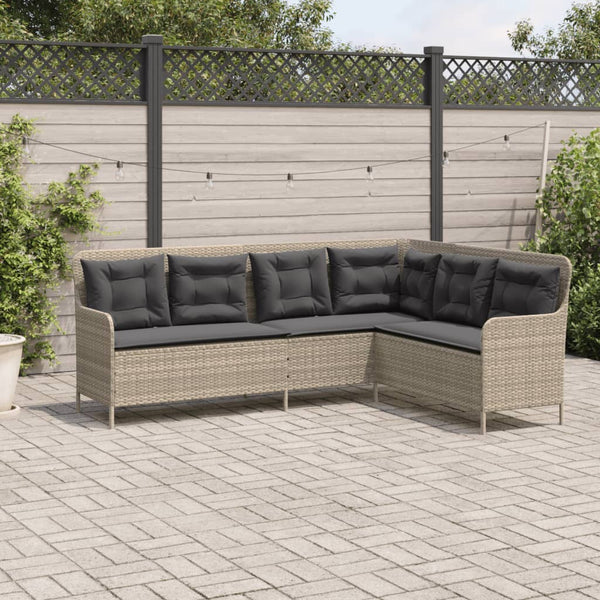 L-förmiges Gartensofa Hellgrau mit Kissen