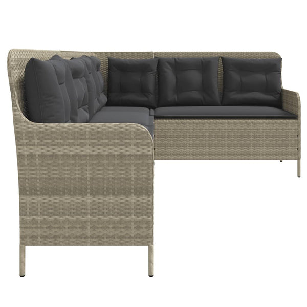 L-förmiges Gartensofa Hellgrau mit Kissen