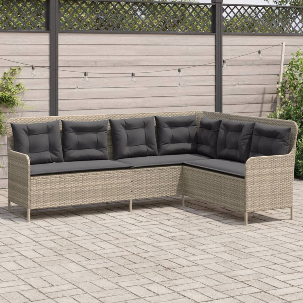 L-förmiges Gartensofa Hellgrau mit Kissen