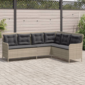 L-förmiges Gartensofa Hellgrau mit Kissen