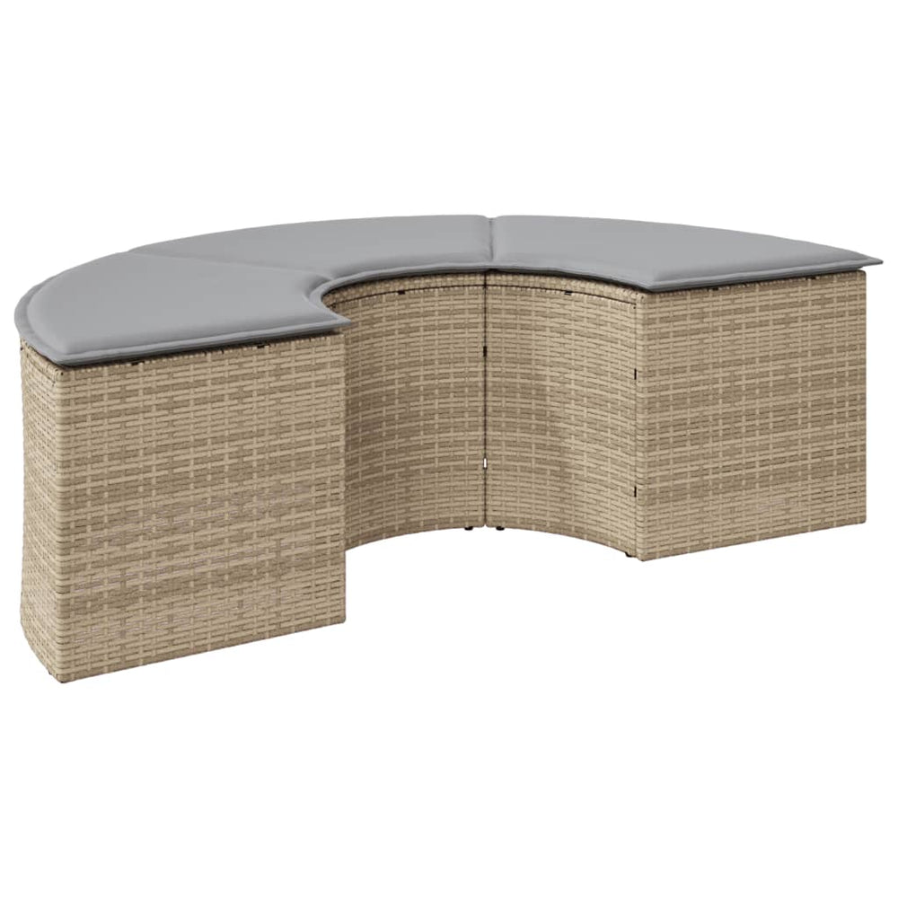 Garten Fußhocker mit Kissen, Beige Rattan