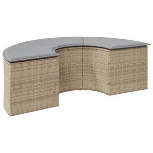 Garten Fußhocker mit Kissen, Beige Rattan