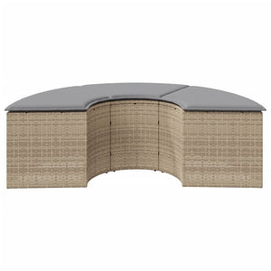 Garten Fußhocker mit Kissen, Beige Rattan
