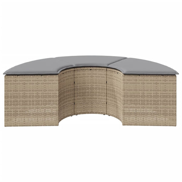 Garten Fußhocker mit Kissen, Beige Rattan