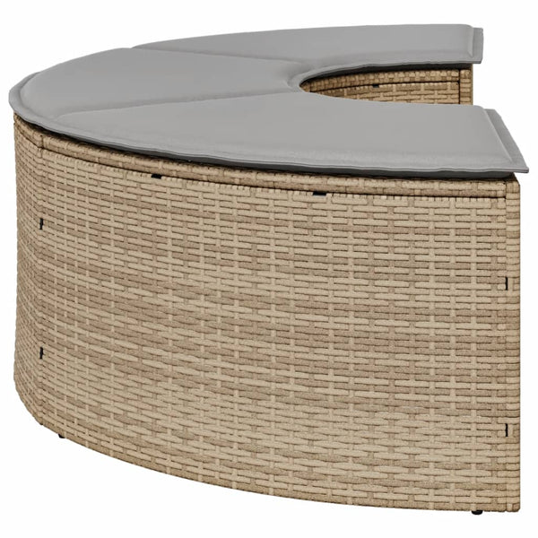 Garten Fußhocker mit Kissen, Beige Rattan