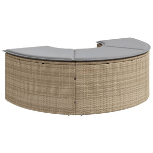 Garten Fußhocker mit Kissen, Beige Rattan