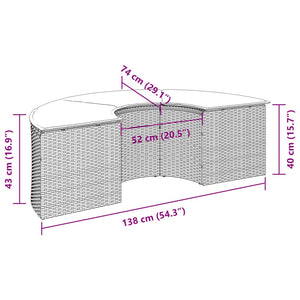 Garten Fußhocker mit Kissen, Beige Rattan