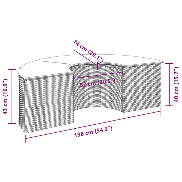 Garten Fußhocker mit Kissen, Beige Rattan