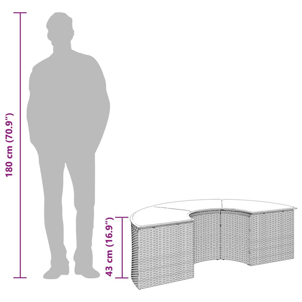 Garten Fußhocker mit Kissen, Beige Rattan