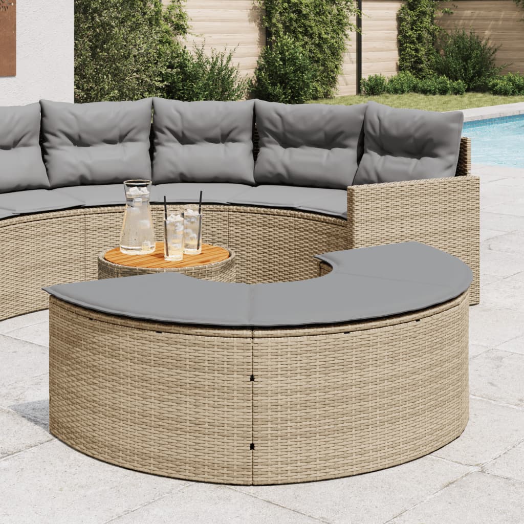 Garten Fußhocker mit Kissen, Beige Rattan