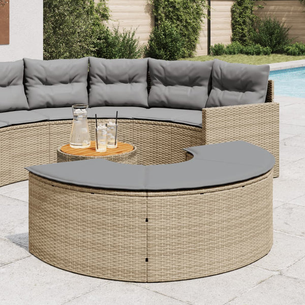 Garten Fußhocker mit Kissen, Beige Rattan