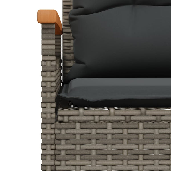 Gartenbank Grau Poly Rattan mit Kissen