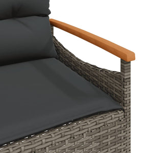 Gartenbank Grau Poly Rattan mit Kissen