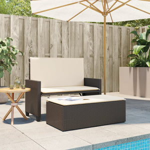 Gartenbank mit Hocker Braun Poly Rattan