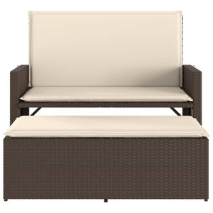Gartenbank mit Hocker Braun Poly Rattan